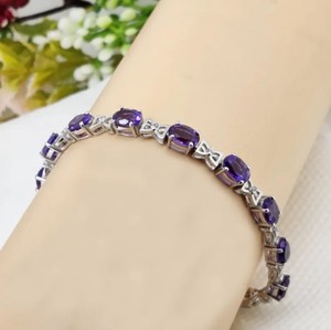 Natural Amethyst Stone 925 Sterling Silver Gold Plated <b>Charm</b> Bracelet Handmade Elegant Luxury Jewelry for Women Unisex Party - Product Image 1