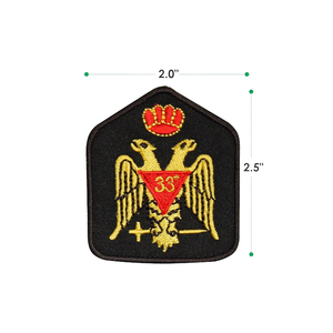 Patch maçonnique du 33e degré à bas prix, Aigle à double tête, brodé à la machine, thermocollant, sans couture - Product Image 2