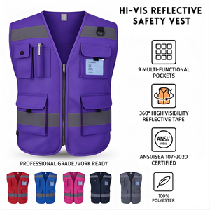 Chaleco de Seguridad Reflectante de Alta Visibilidad Gris, con Logotipo Personalizado, Múltiples Bolsillos, Construcción de Poliéster, Uniforme de Trabajo para Supervisor - Product Image 6