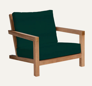 Fauteuil de jardin en teck avec coussin épais résistant aux intempéries, chaise longue de patio moderne et minimaliste - Product Image 2
