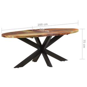 Table à manger en bois recyclé brun massif avec structure en acier thermolaqué, mobilier écologique unique - Product Image 6