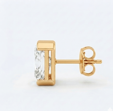 Pendientes de Oro Amarillo de 18K para Hombre, Corte Radiante, con Diamantes de Laboratorio Certificados por IGI, Joyería Clásica para Uso Diario, Claridad F VVS2 - Product Image 3