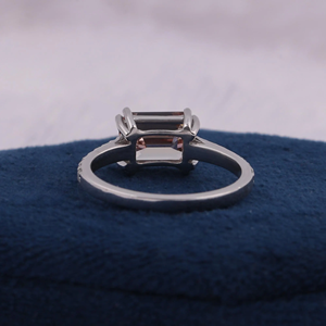 Emerald Cut Engagement Ring White Gold Prong Setting Pave Band Women's Classic Fine Jewelry - Product Image 2