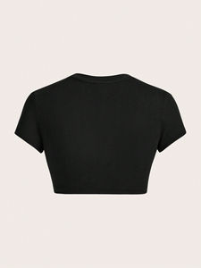 Haut court d'été pour femme, imprimé Y2K, personnalisé OEM, haute qualité, 95% coton 5% élasthanne, décontracté, pas cher - Product Image 5