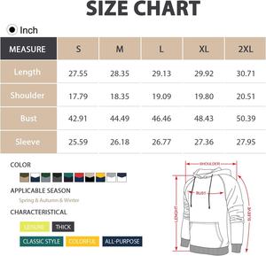 <b>Men's</b> Fleece Pullover <b>Hoodies</b> Winter Fashion Casual Color Block Hooded <b>Sweatshirt</b> with Pockets - Product Image 6