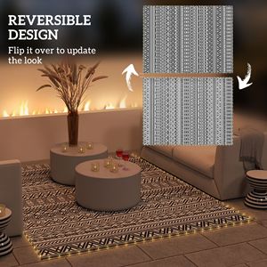 Tapis d'extérieur réversible 3,66 m x 2,74 m avec lumières USB et sac de transport, en tissu bouclé, idéal pour salle à manger ou camping - Product Image 5