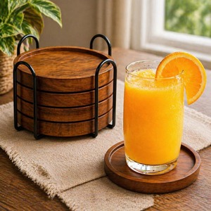 Sous-verres carrés en bois modernes, écologiques, résistants à la chaleur, faits à la main, pour table basse, vente en gros, sous-verres en bois pour la décoration - Product Image 6