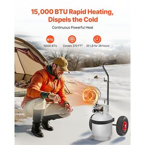 Riscaldatore a Gas Propano Portatile da 15000 BTU con Carrello per Uso Domestico - Stufa Radiante a Infrarossi a 180 Gradi - Product Image 3