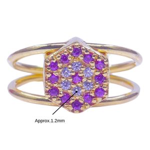 เครื่องประดับเงินแท้ 925 ชุบทอง ประดับพลอยโทแพซสีแดง แหวนทรงหกเหลี่ยมสำหรับผู้หญิง สวมใส่ในงานแต่งงาน - Product Image 2