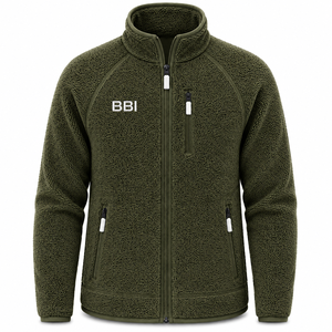 Chaqueta Calefactable Reversible de Forro Polar Marrón Chocolate Personalizada OEM al por Mayor, Cárdigan Sherpa Marrón Oscuro con Cremallera Completa y Cuello Alto, Polar Cálido - Product Image 4