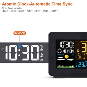 Sveglia intelligente a proiezione atomica orologio radiocomando funzione WWVB Dual allarmi Snooze umidità della temperatura Wireless esterna - Product Image 3