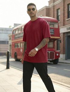 Heavy Weight 100% Cotton Oversized T-Shirt Men 220 Grams Shoulder Custom Printing Hip Hop Plus Size 100% Cotton Blank Boxy Men's - Product Image 3
