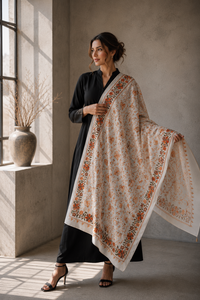 Chal de Viscosa Bordado a la Moda con Estampado Floral Artístico Digital, Flecos Largos, Suave, Cálido y Transpirable para Invierno, para Mujer - Product Image 2