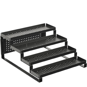 Unique New Design Double-Tier Stainless Steel Metal and Shinny Polished Glass Spice Rack <b>Storage</b> Shelve Decorative Unique Shape - Product Image 4