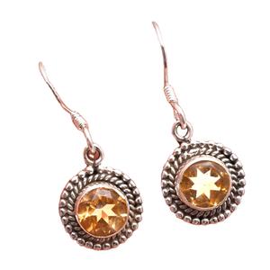 Handmade 925 <b>Sterling</b> <b>Silver</b> Dangle <b>Earrings</b> with Citrine Garnet Gemstone <b>Drop</b> Charm Jewelry for Women - Product Image 3