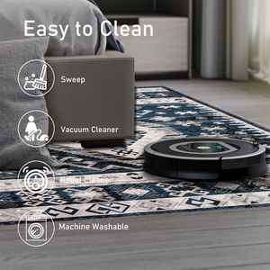 Tappeto Vintage bohémien 8x10 blu Navy ampio persiano antiscivolo lavabile per soggiorno cucina camera da letto con disegno floreale - Product Image 5