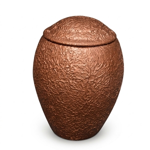 Urne funéraire européenne en marbre brun veiné or, pour cendres humaines adultes, en pierre naturelle polie, personnalisable, récipient commémoratif - Product Image 1