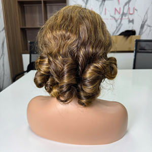 Precio al por mayor 100% Raw Virgin Vietnamese Human Lace Peluca Trama Bouncy Curl Piano Ginger Color Super Double Drawn Extensiones de cabello - Product Image 1