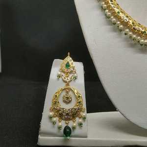 Imperial Emerald Green Kundan <b>Pearl</b> Heritage <b>Jewelry</b> <b>Set</b> Luxury Statement Bridal Wedding Choker Necklace Earrings for Women - Product Image 3