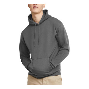 Sweat-shirt à capuche uni bordeaux décontracté pour homme avec poche avant - Product Image 5