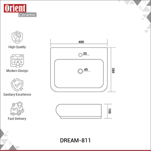 Nuevo Producto en Stock, Lavabo de Cerámica Blanca de Primera Calidad, Diseño Moderno Rectangular, Lavabo de Sobremesa - Product Image 3