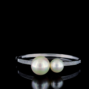 Pulsera Clásica de Perlas Dobles al por Mayor en Plata Premium con Brillantes Detalles de Diamantes CZ, Joyería Elegante para Minoristas de Moda - Product Image 1