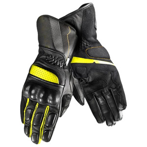 Factory Direct Genuine Leather Motorcycle <b>Gloves</b> with Polyurethane Coating Full Finger Hook Loop Closure Protective Moto Gear - Product Image 1