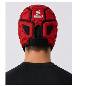 Red Soft Shell Rugby Helmet Breathable Padded Head Protection Adjustable Strap for Flag Football Training - Product Image 4