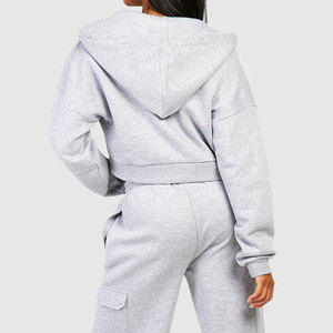 Ensemble de survêtement cargo d'hiver personnalisé pour femme, avec haut à col montant et pantalon de jogging, 2 pièces assorties, poches respirantes - Product Image 4