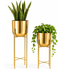 <b>Gold</b> Luxury Brass Planter Pot With Planter Stand for Indoor Plants Home Decor Minimalist Design Brass Planter Pot - Product Image 5