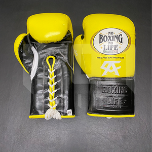 No Boxing No Life Guantes de Boxeo Profesionales de Cuero Vacuno de Primera Calidad con Cordones, Acolchado Grueso de 4 Capas, Transpirables y que Absorben la Humedad - Product Image 2