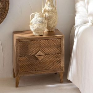 Table de chevet en bois massif à 2 tiroirs, armoire de rangement, meubles de chambre à coucher modernes pour le salon, l'entrée - Product Image 1