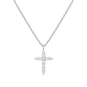 Collier en or 14 carats à croix sertie de diamants, chaîne de clavicule pour femmes, pendentif enveloppé, pendentifs en diamants AliExpress, breloques - Product Image 5