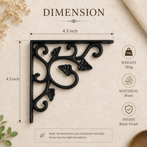 SHUBHAM Black Cast Iron <b>Wall</b> Shelf Bracket Floral Decorative <b>Storage</b> Rack Vintage <b>Hanging</b> Shelf for Home Entryway Living Room - Product Image 5