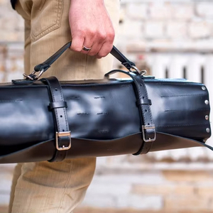 Nouvelle conception, sac de rangement pour couteaux de chef en cuir Crazy-Horse classique, fentes pour couteaux, écologique, léger, portable - Product Image 1