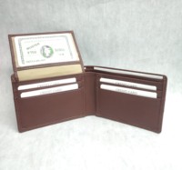 Dompet Kulit Asli Lipat Dua Custom Branding Pria, Dilengkapi RFID Protector, Tempat Kartu ID, Untuk Penggunaan Sehari-hari, Grosir, Toko AS, Model Panjang