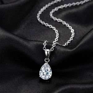 Collar con Colgante de Zirconia en Forma de Pera Dorada, Engaste de Garra, Joyería Clásica Unisex de Moda, Cadena de Aleación con Forma de Número, Bañado en Oro Rosa - Product Image 2