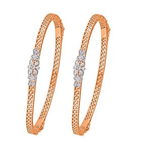 Rose Gold Lab Grown Diamond Floral Cluster Filigree Bangle - Product Image 6