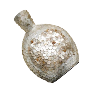 Vase à fleurs en nacre blanche de qualité supérieure avec un design artistique en incrustation de coquillages fait main - Product Image 4