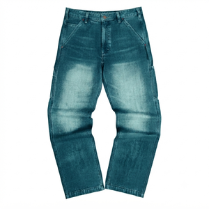 Pantalones de mezclilla para hombre con lavado ácido, de peso medio, con estampado de leopardo, corte ajustado, estilo vintage, corte bootcut, bordados, transpirables, venta al por mayor ODM - Product Image 6
