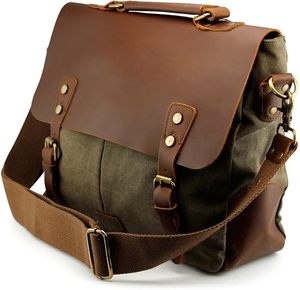 Sac messager vintage en toile imperméable, grand format, fermeture éclair robuste, toutes saisons, usage quotidien, usage professionnel, style homme - Product Image 1
