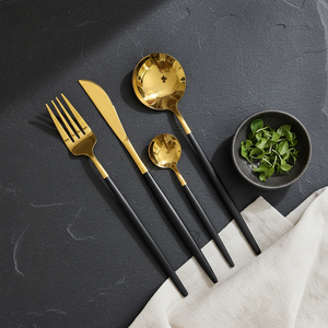 Creative Bamboo Shape Metal <b>Flatware</b> Elegant Champagne Gold Dinner Forks Artisan Style Stainless Steel Decorative Tableware Set - Product Image 3