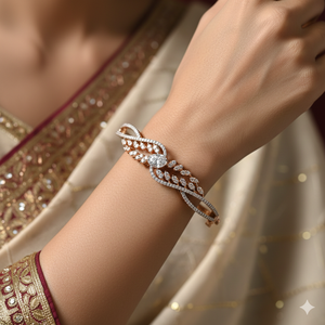 Bracelet jonc de luxe en or rose 18 carats avec diamants véritables pour femme, bijou raffiné, cadeau - Product Image 1