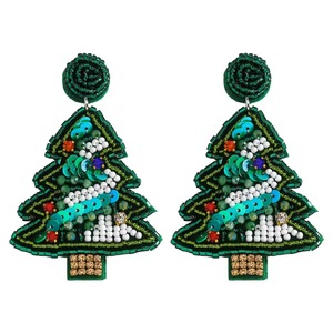 Pendientes de tuerca con forma de árbol de Navidad para mujer, joyería clásica de boda, con cristal verde y diamantes de imitación engastados en garra, decorados. - Product Image 1