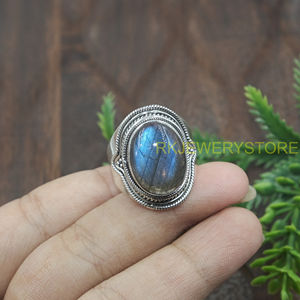 Natural Labradorite Gemstone <b>Ring</b> 925 Sterling Silver Handmade <b>Statement</b> <b>Ring</b> Vintage Boho Jewelry Gift For Women Christmas Gift - Product Image 6