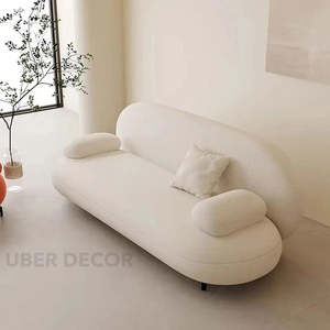SerenityShell Ensemble Modern Japandi Juego de sofás curvos de 3 plazas con mesa central para sala de estar o sala de estar - Product Image 1