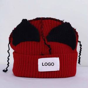 หมวกบีนนี่ถักไหมพรมขนสัตว์แท้ 100% สำหรับผู้ชาย ระบายอากาศได้ดี หมวกบีนนี่สำหรับฤดูหนาว ประดับด้วยคริสตัล - Product Image 2