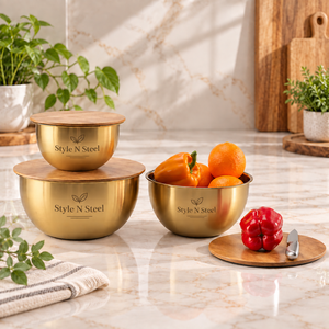 Stainless Steel <b>Mixing</b> <b>Bowls</b> <b>with</b> Bamboo <b>Lid</b> Airtight Freezer Safe Dishwasher Safe Salad Fruit Storage for Home - Product Image 2