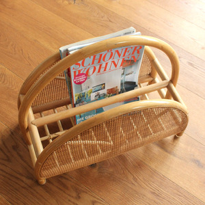 Hermoso soporte semicircular para revistas, soporte para revistas de ratán, decoración de oficina - Product Image 4