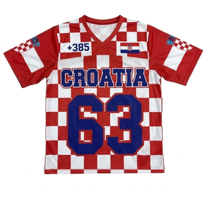 Camiseta de Fútbol de Croacia para Hombre, Roja y Blanca a Cuadros, Cuello en V, Manga Corta, Malla Transpirable, 100% Poliéster, Impresión por Transferencia de Calor - Product Image 3